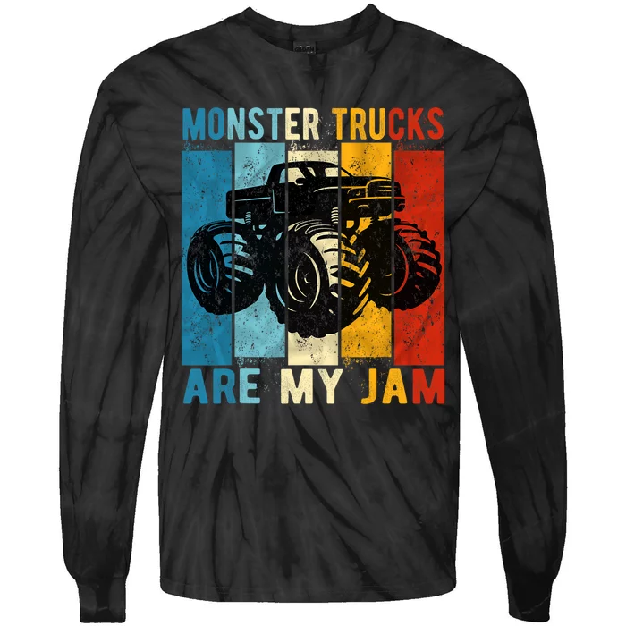 Monster Trucks Are My Jam Vintage Retro Monster Truck Tie-Dye Long Sleeve Shirt