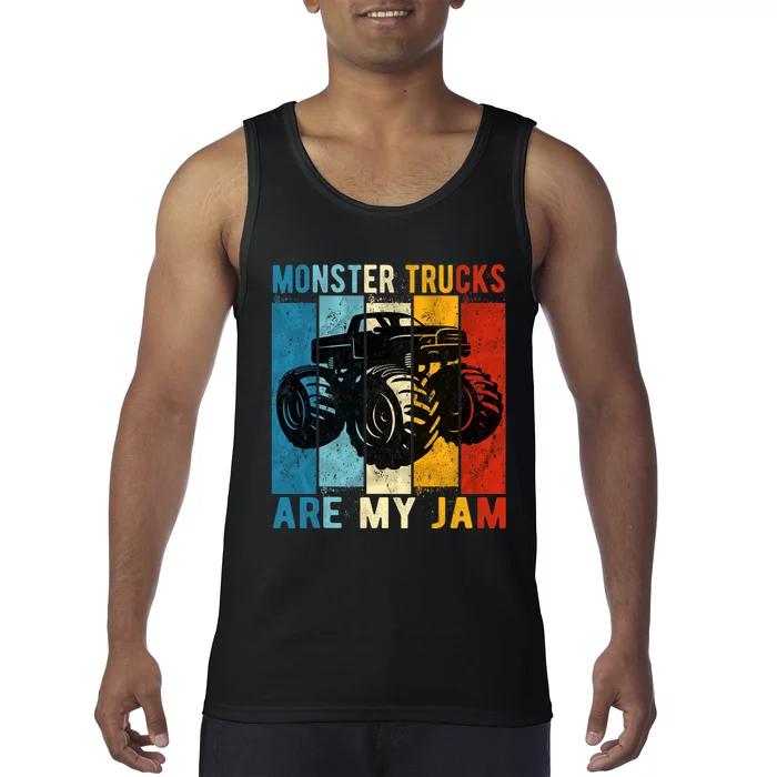 Monster Trucks Are My Jam Vintage Retro Monster Truck Tank Top