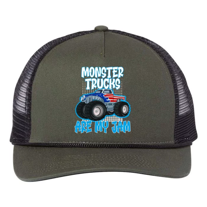 Monster Trucks Are My Jam Funny Monster Trucks Meaningful Gift Retro Rope Trucker Hat Cap