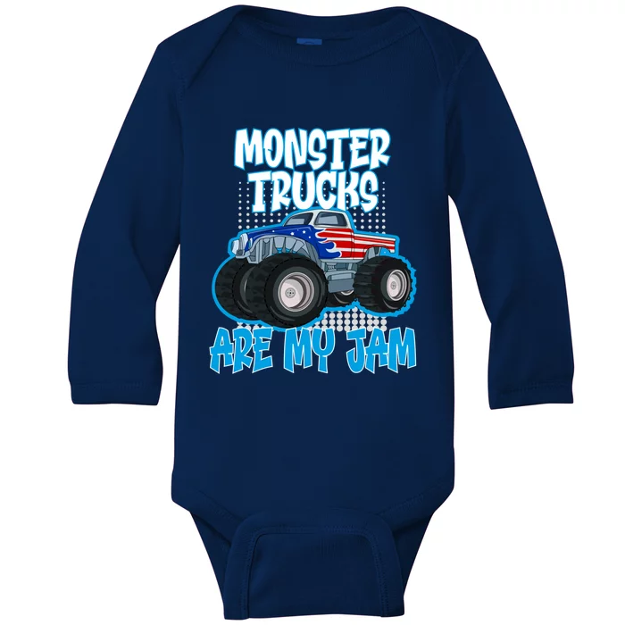 Monster Trucks Are My Jam Funny Monster Trucks Meaningful Gift Baby Long Sleeve Bodysuit