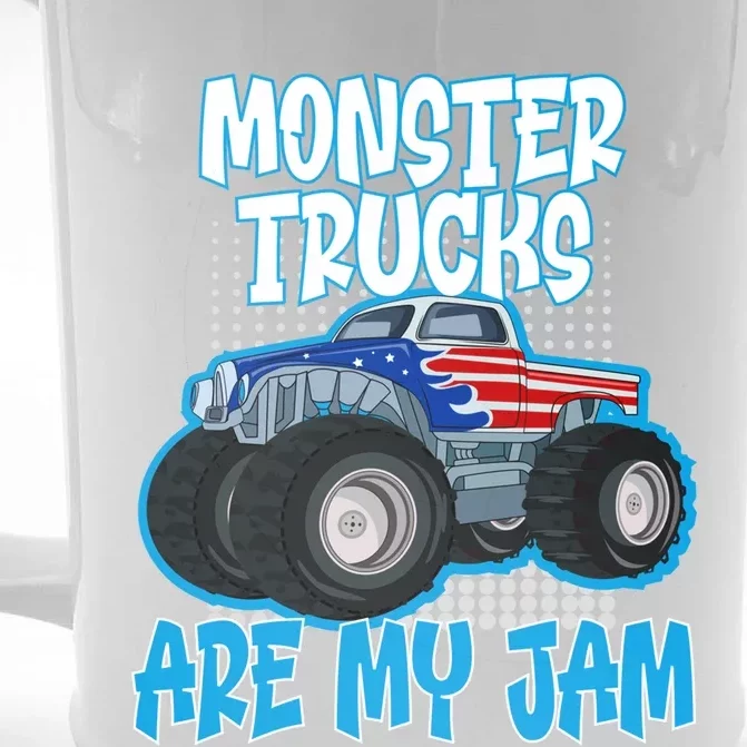 Monster Trucks Are My Jam Funny Monster Trucks Meaningful Gift Front & Back Beer Stein