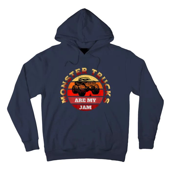 Monster Trucks Are My Jam Retro Vintage Sunset Big Car Hoodie