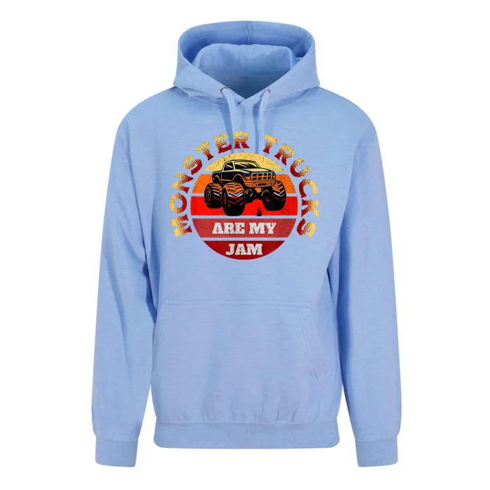 Monster Trucks Are My Jam Retro Vintage Sunset Big Car Unisex Surf Hoodie