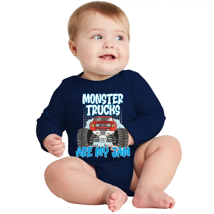 Monster Trucks Are My Jam Monster Truck Cute Gift Baby Long Sleeve Bodysuit