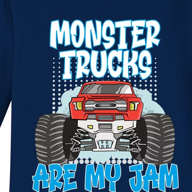 Monster Trucks Are My Jam Monster Truck Cute Gift Baby Long Sleeve Bodysuit