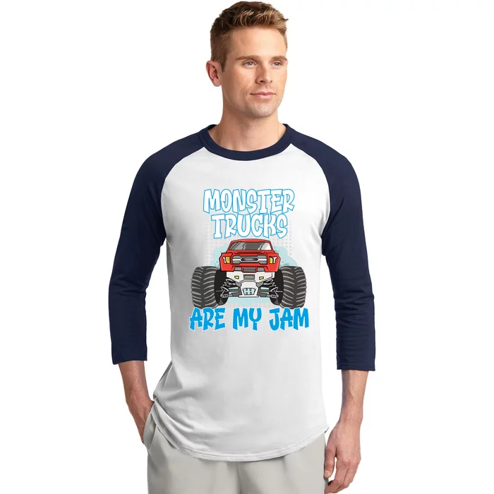 Monster Trucks Are My Jam Monster Truck Cute Gift Baseball Sleeve Shirt