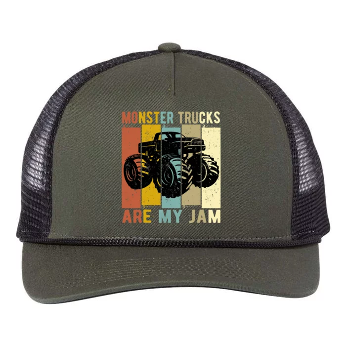 Monster Trucks Are My Jam Vintage Retro Monster Truck Retro Rope Trucker Hat Cap