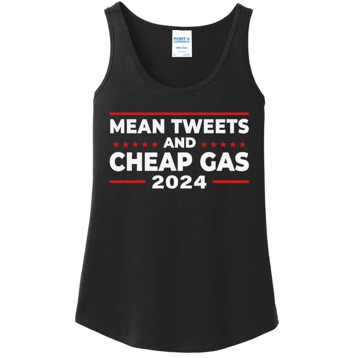 Mean Tweets And Cheap Gas Funny Donald Trump 2024 Election Ladies Essential Tank