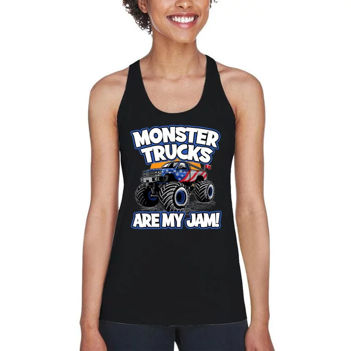 Monster Trucks Are My Jam Boy's Monster Truck Women's Racerback Tank