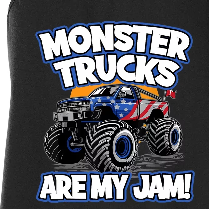 Monster Trucks Are My Jam Boy's Monster Truck Women's Racerback Tank