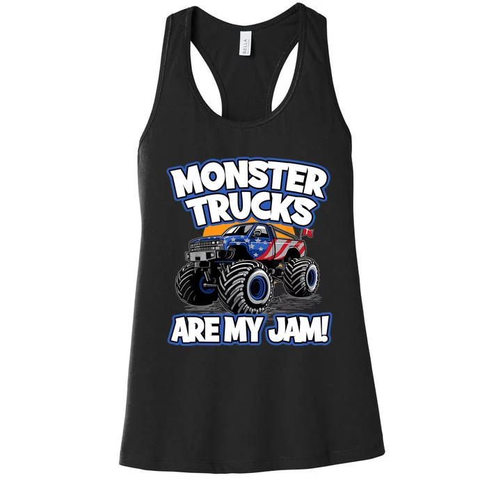 Monster Trucks Are My Jam Boy's Monster Truck Women's Racerback Tank