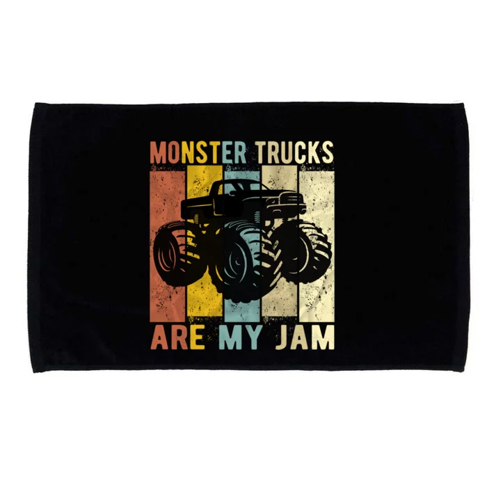 Monster Trucks Are My Jam Vintage Retro Monster Truck Gift Microfiber Hand Towel