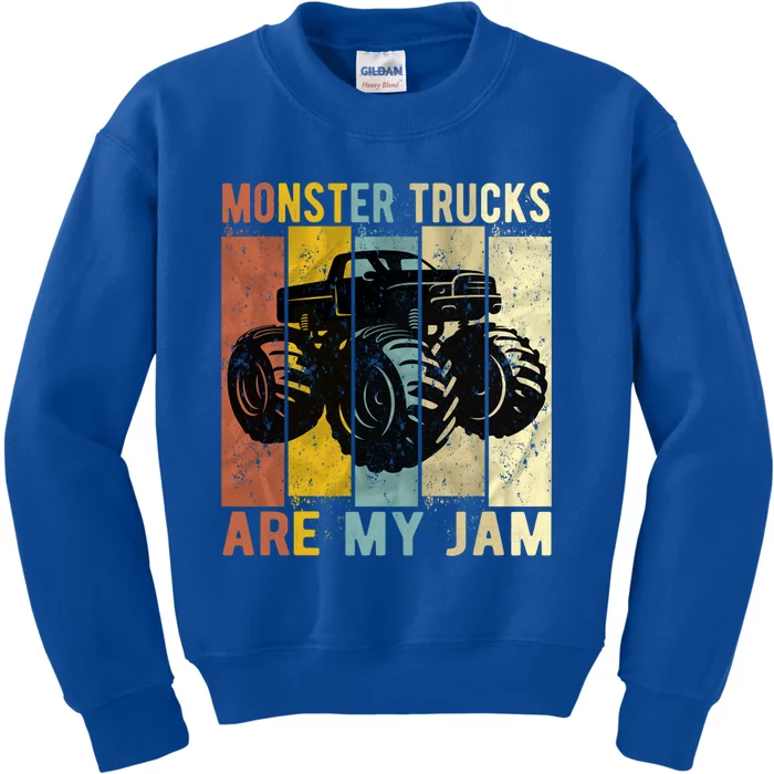 Monster Trucks Are My Jam Vintage Retro Monster Truck Gift Kids Sweatshirt