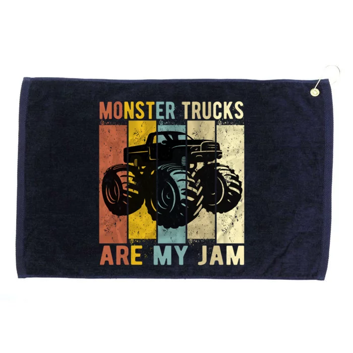 Monster Trucks Are My Jam Vintage Retro Monster Truck Gift Grommeted Golf Towel