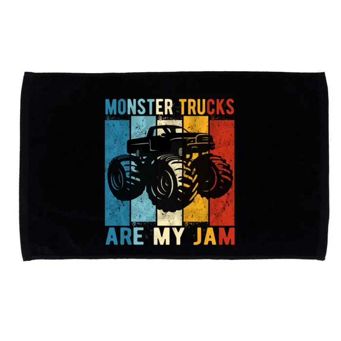 Monster Trucks Are My Jam Vintage Retro Monster Truck Gift Microfiber Hand Towel