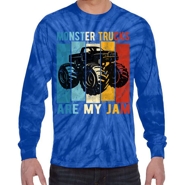 Monster Trucks Are My Jam Vintage Retro Monster Truck Gift Tie-Dye Long Sleeve Shirt