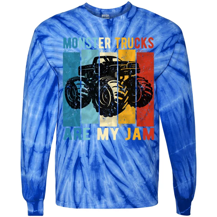 Monster Trucks Are My Jam Vintage Retro Monster Truck Gift Tie-Dye Long Sleeve Shirt