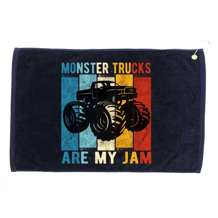 Monster Trucks Are My Jam Vintage Retro Monster Truck Gift Grommeted Golf Towel