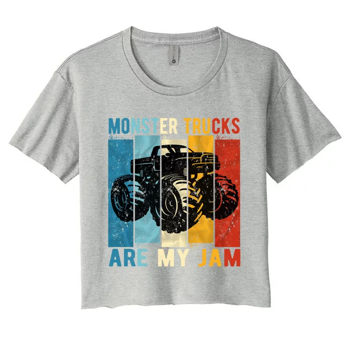 Monster Trucks Are My Jam Vintage Retro Monster Truck Gift Women's Crop Top Tee