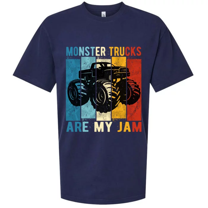 Monster Trucks Are My Jam Vintage Retro Monster Truck Gift Sueded Cloud Jersey T-Shirt