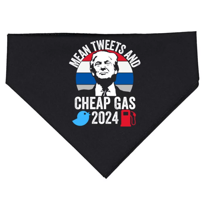 Mean Tweets And Cheap Gas 2024 Donald Trump For President Gift USA-Made Doggie Bandana