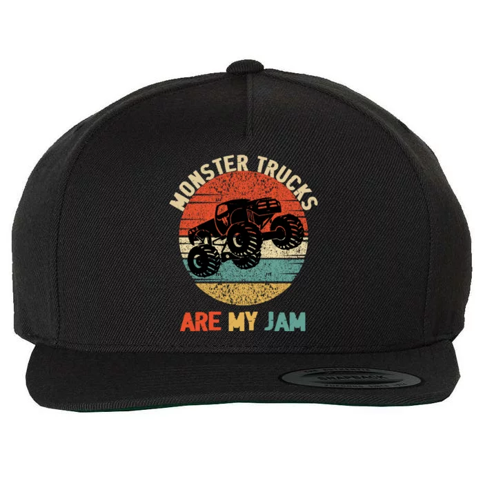 Monster Trucks Are My Jam Vintage Retro Monster Truck Gift Wool Snapback Cap