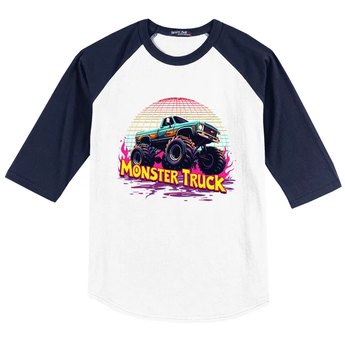 Monster Trucks Are My Jam Vintage Monster Truck Baseball Sleeve Shirt