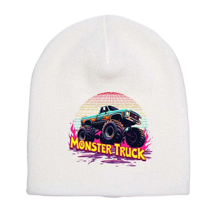 Monster Trucks Are My Jam Vintage Monster Truck Short Acrylic Beanie