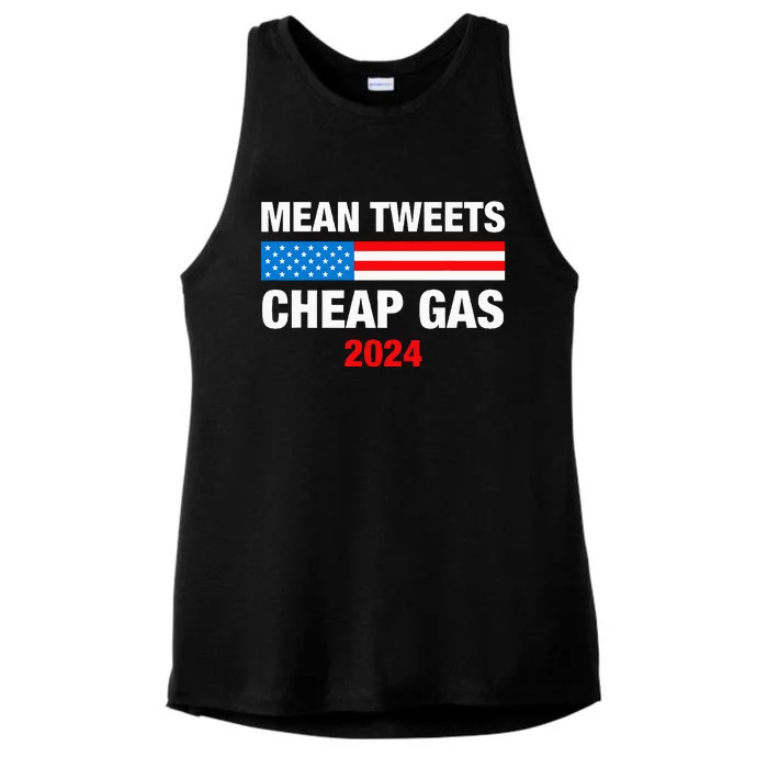 Mean Tweets And Cheap Gas 2024 Support Trump Election Ladies Tri-Blend Wicking Tank