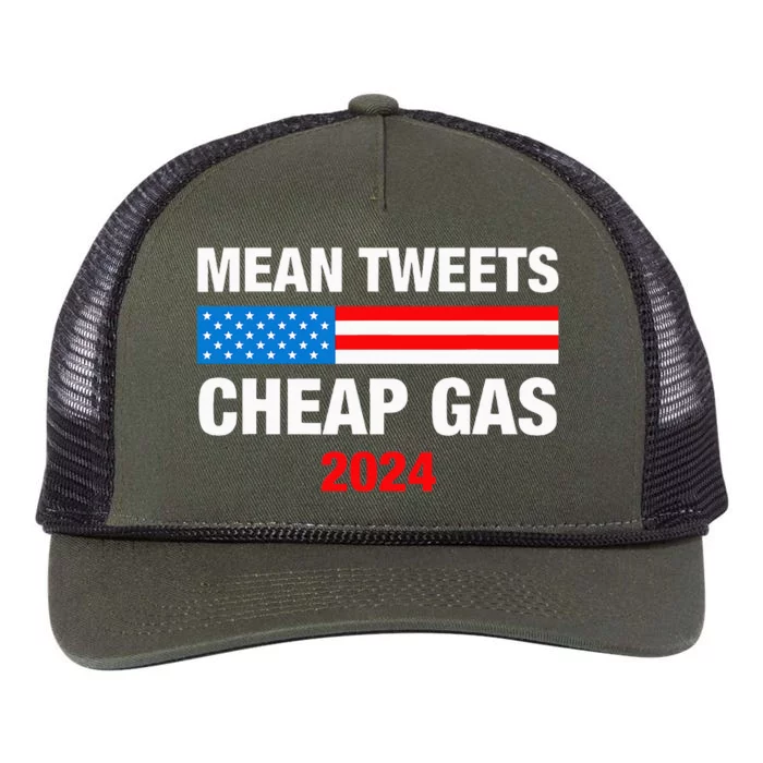 Mean Tweets And Cheap Gas 2024 Support Trump Election Retro Rope Trucker Hat Cap