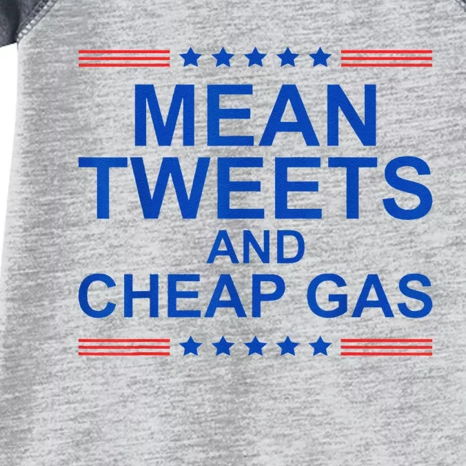 Mean Tweets And Cheap Gas Funny Trump 2024 Sarcasm Slogan Infant Baby Jersey Bodysuit