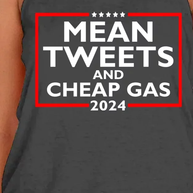 Mean Tweets And Cheap Gas Funny 2024 ProTrump Election Women's Knotted Racerback Tank