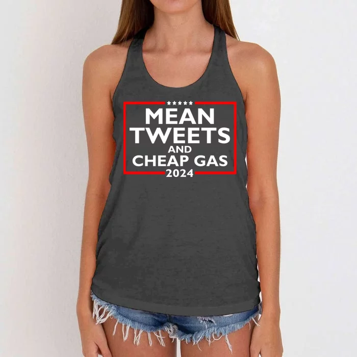 Mean Tweets And Cheap Gas Funny 2024 ProTrump Election Women's Knotted Racerback Tank