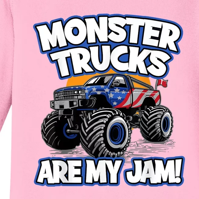 Monster Trucks Are My Jam Baby Long Sleeve Bodysuit