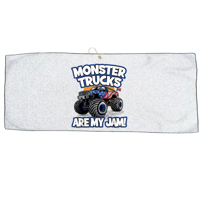 Monster Trucks Are My Jam Large Microfiber Waffle Golf Towel