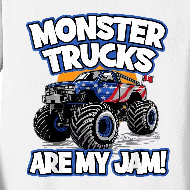 Monster Trucks Are My Jam Kids Long Sleeve Shirt