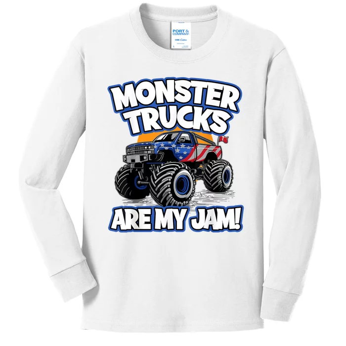 Monster Trucks Are My Jam Kids Long Sleeve Shirt