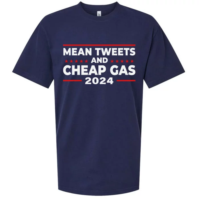 Mean Tweets And Cheap Gas Funny Donald Trump 2024 Election Sueded Cloud Jersey T-Shirt