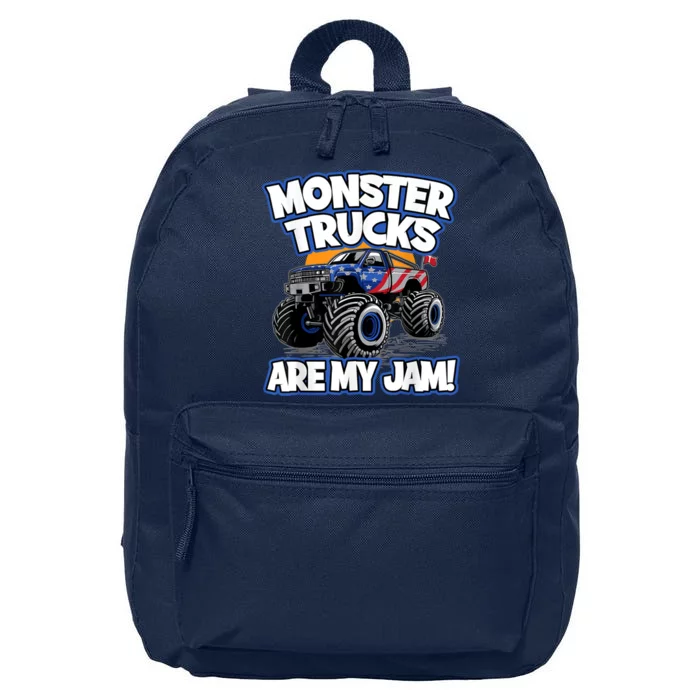 Monster Trucks Are My Jam 16 in Basic Backpack