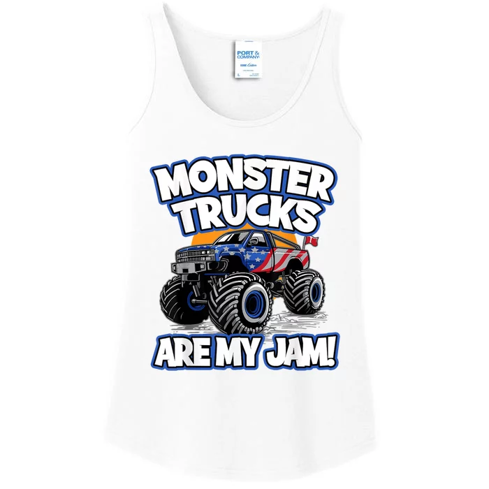 Monster Trucks Are My Jam Ladies Essential Tank