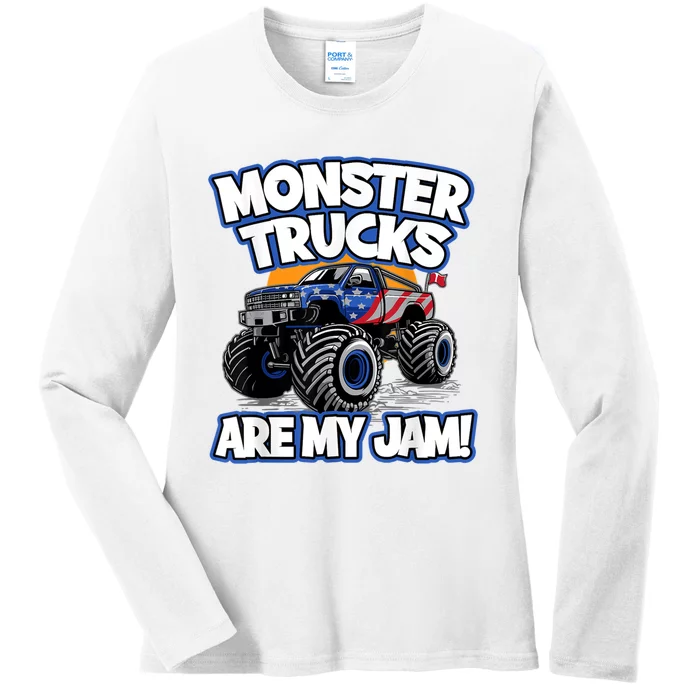 Monster Trucks Are My Jam Ladies Long Sleeve Shirt