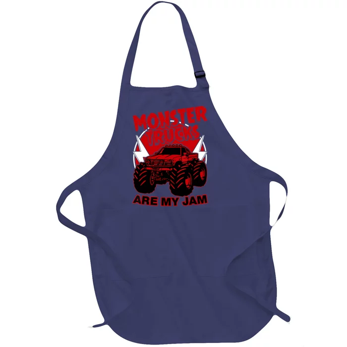 Monster Truck Are My Jam For Funny Monster Truck Lovers Full-Length Apron With Pocket