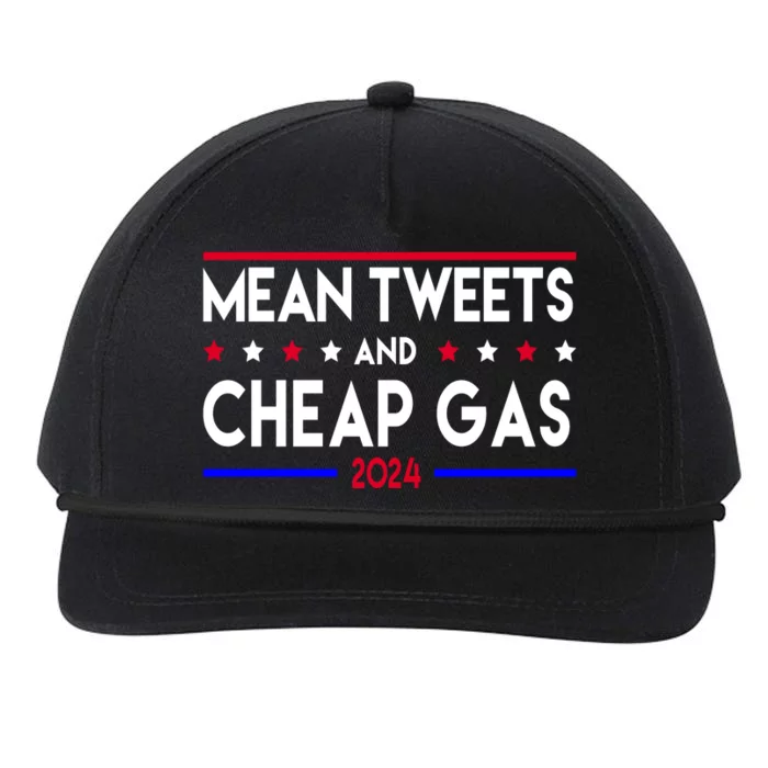 Mean Tweets And Cheap Gas 2024 Donald Trump Snapback Five-Panel Rope Hat