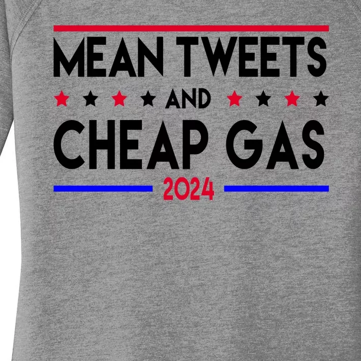 Mean Tweets And Cheap Gas 2024 Donald Trump Women's Perfect Tri Tunic Long Sleeve Shirt