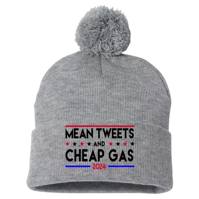 Mean Tweets And Cheap Gas 2024 Donald Trump Pom Pom 12in Knit Beanie