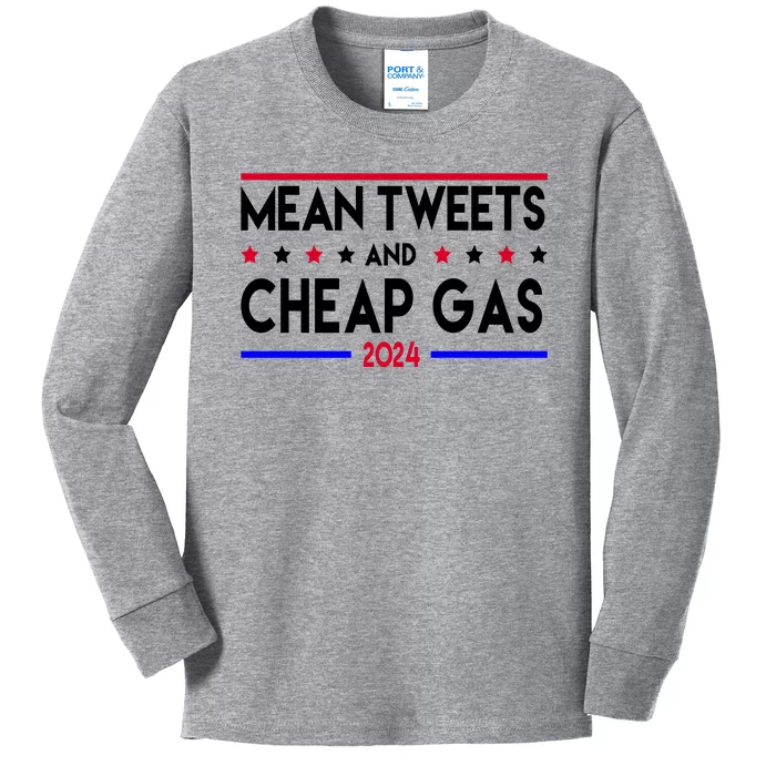 Mean Tweets And Cheap Gas 2024 Donald Trump Kids Long Sleeve Shirt