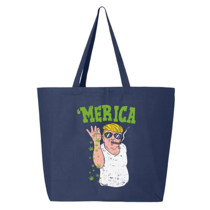 Merica Trump Bae Smoking Weed Cannabis Funny 420 Stoner Gift 25L Jumbo Tote