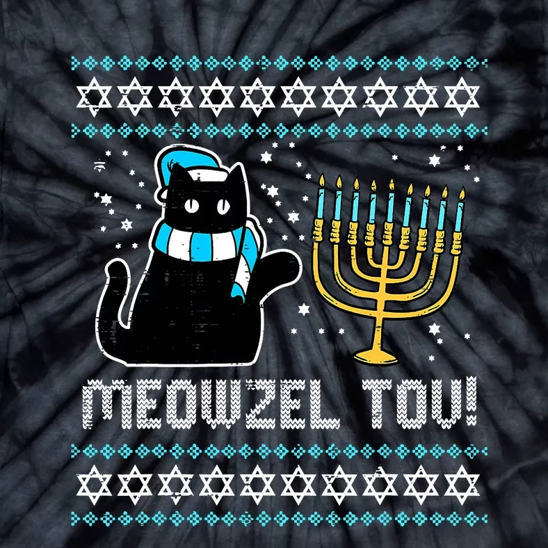 Meowzel Tov Black Cat Funny Hanukkah Chanukah Tie-Dye T-Shirt