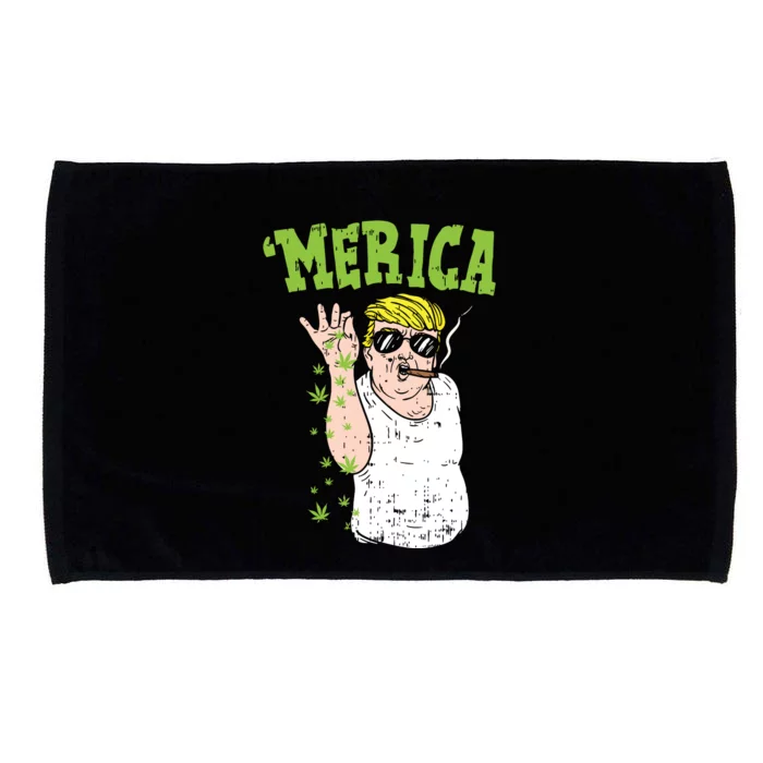 Merica Trump Bae Smoking Weed Cannabis Funny 420 Stoner Gift Microfiber Hand Towel