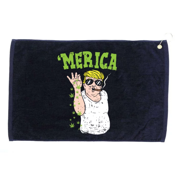 Merica Trump Bae Smoking Weed Cannabis Funny 420 Stoner Gift Grommeted Golf Towel